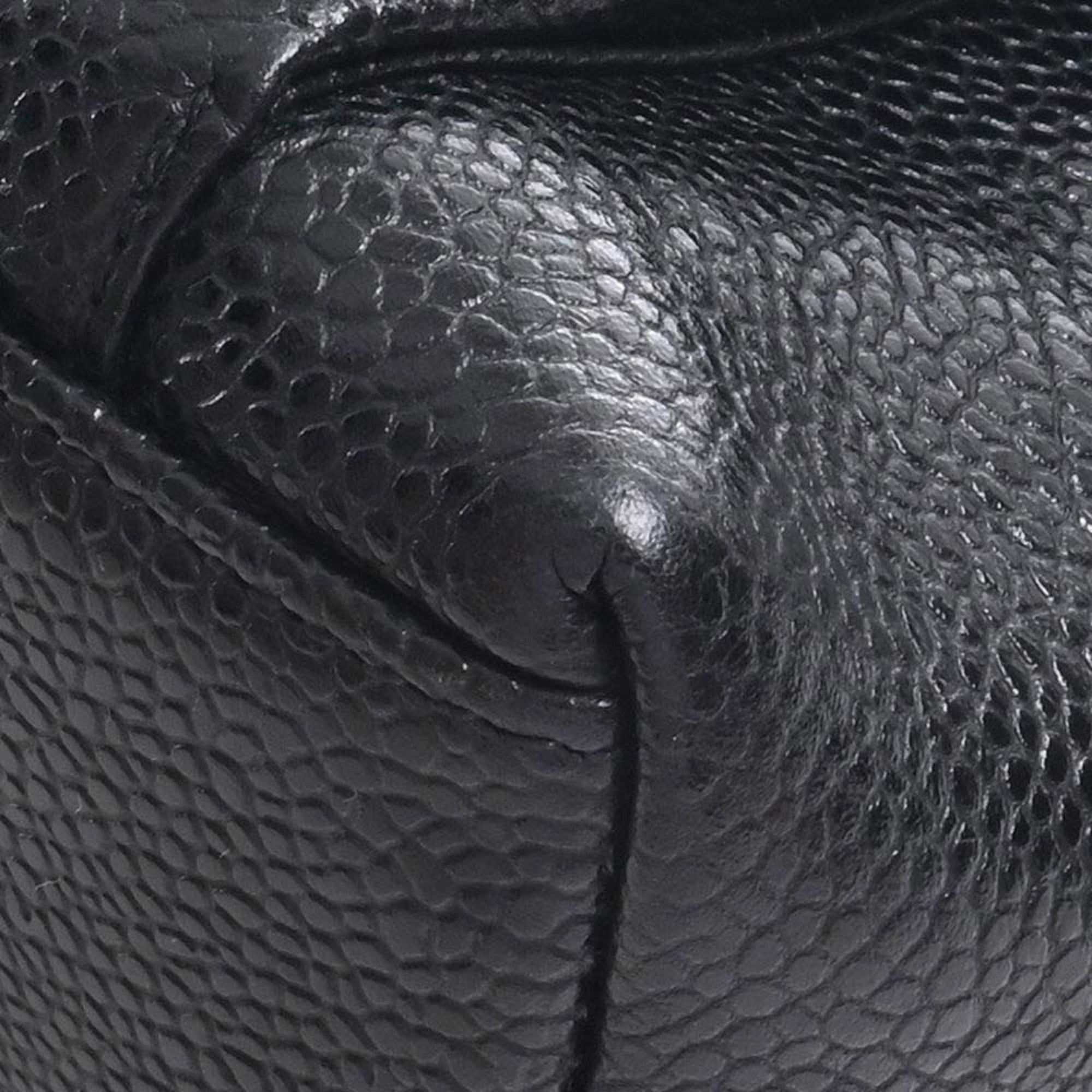 CHANEL Caviar Skin Coco Mark Chain Tote Bag Black Ladies