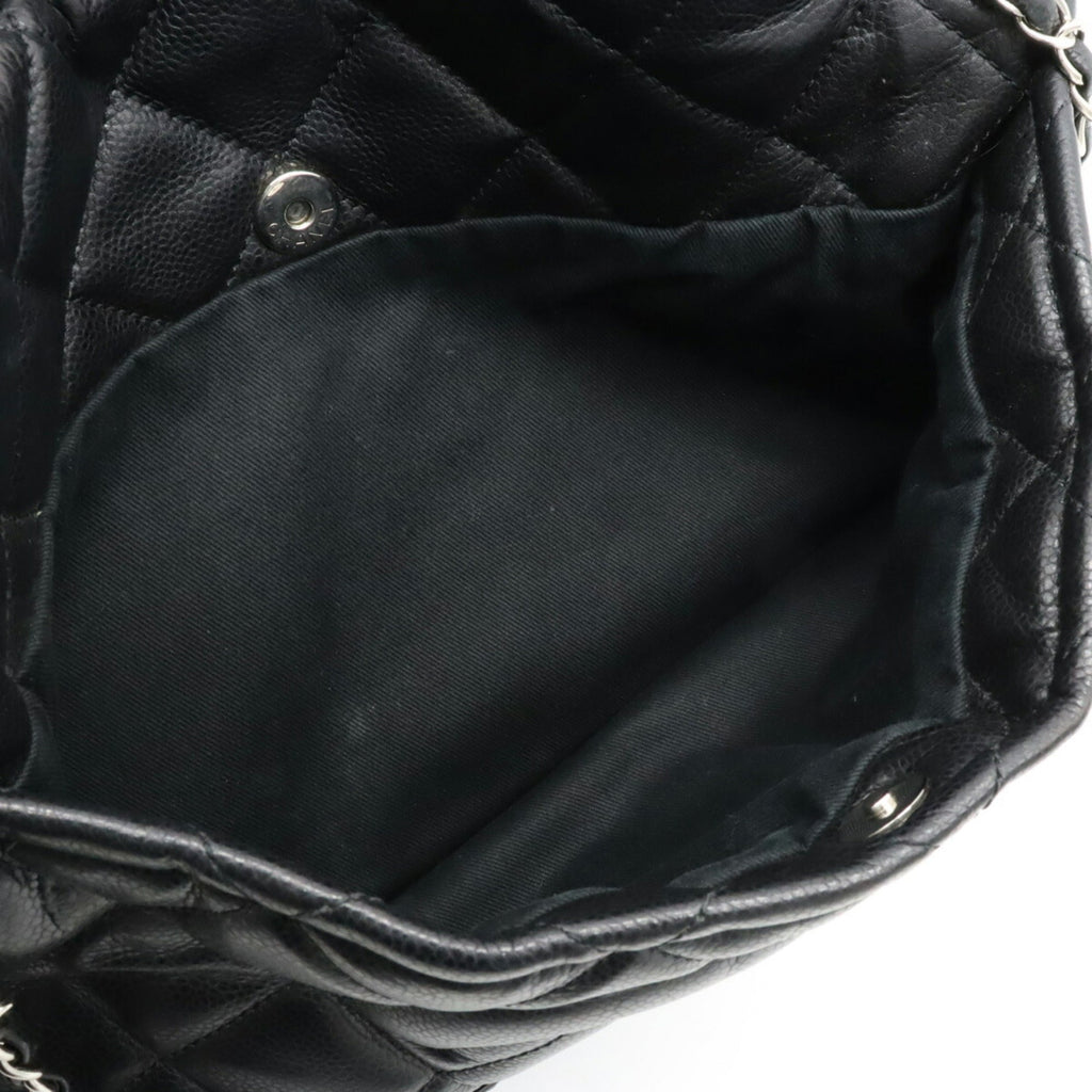 CHANEL Matelasse Coco Mark Chain Tote Bag Shoulder Caviar Skin Leather Black A67292