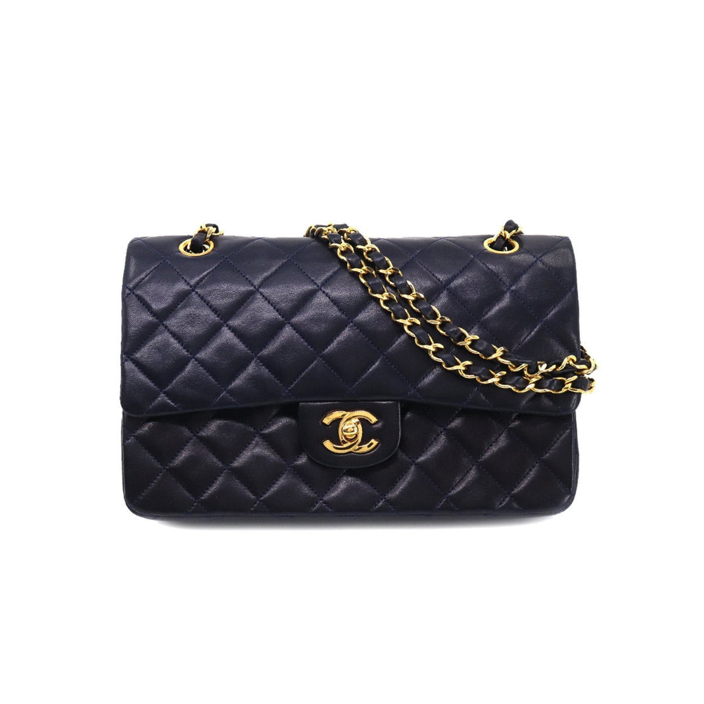 Chanel matelasse 25 chain shoulder bag leather navy A01112 gold metal fittings vintage Matelasse Bag