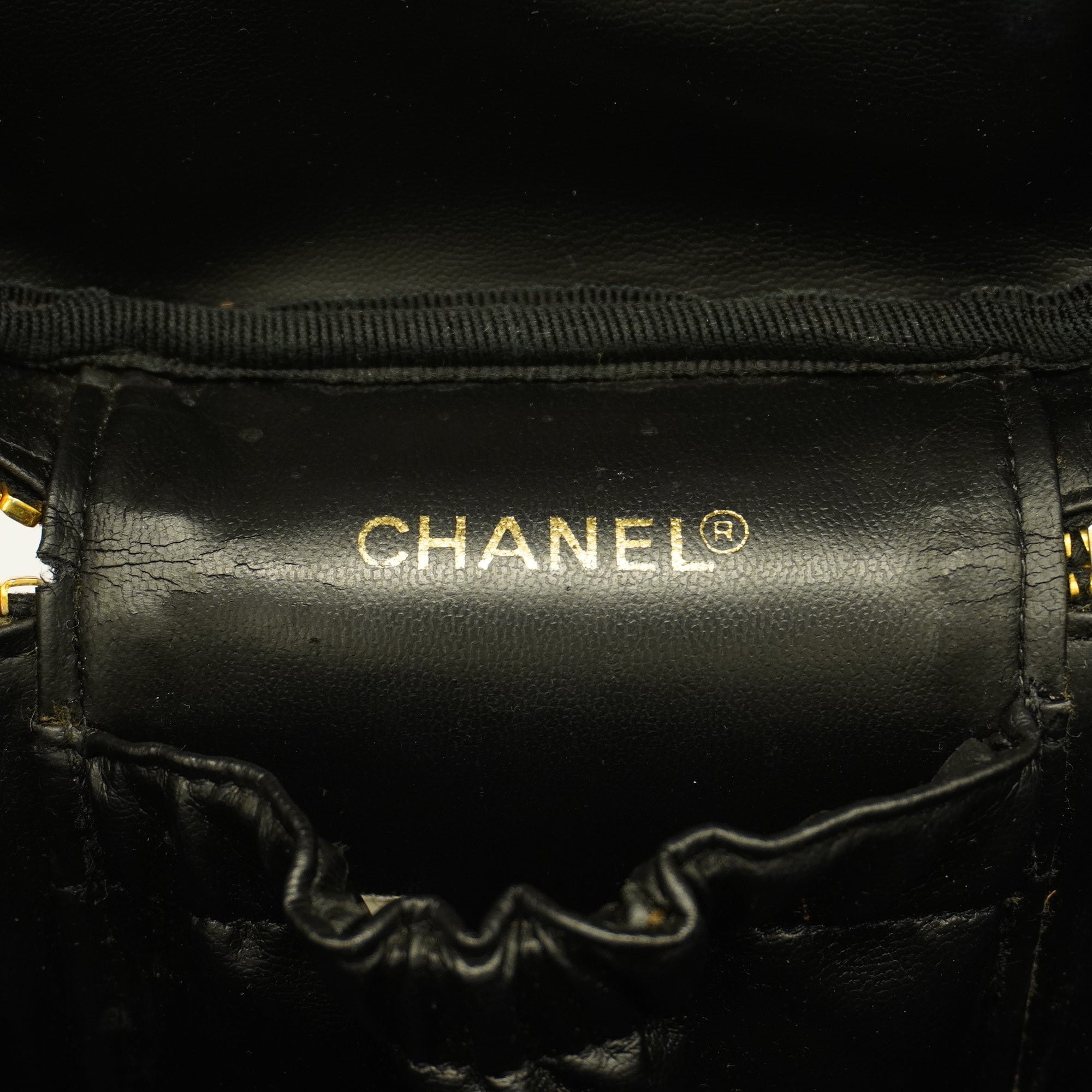 CHANEL  Bicolor Vanity Bag Women's Leather Vanity Bag Black