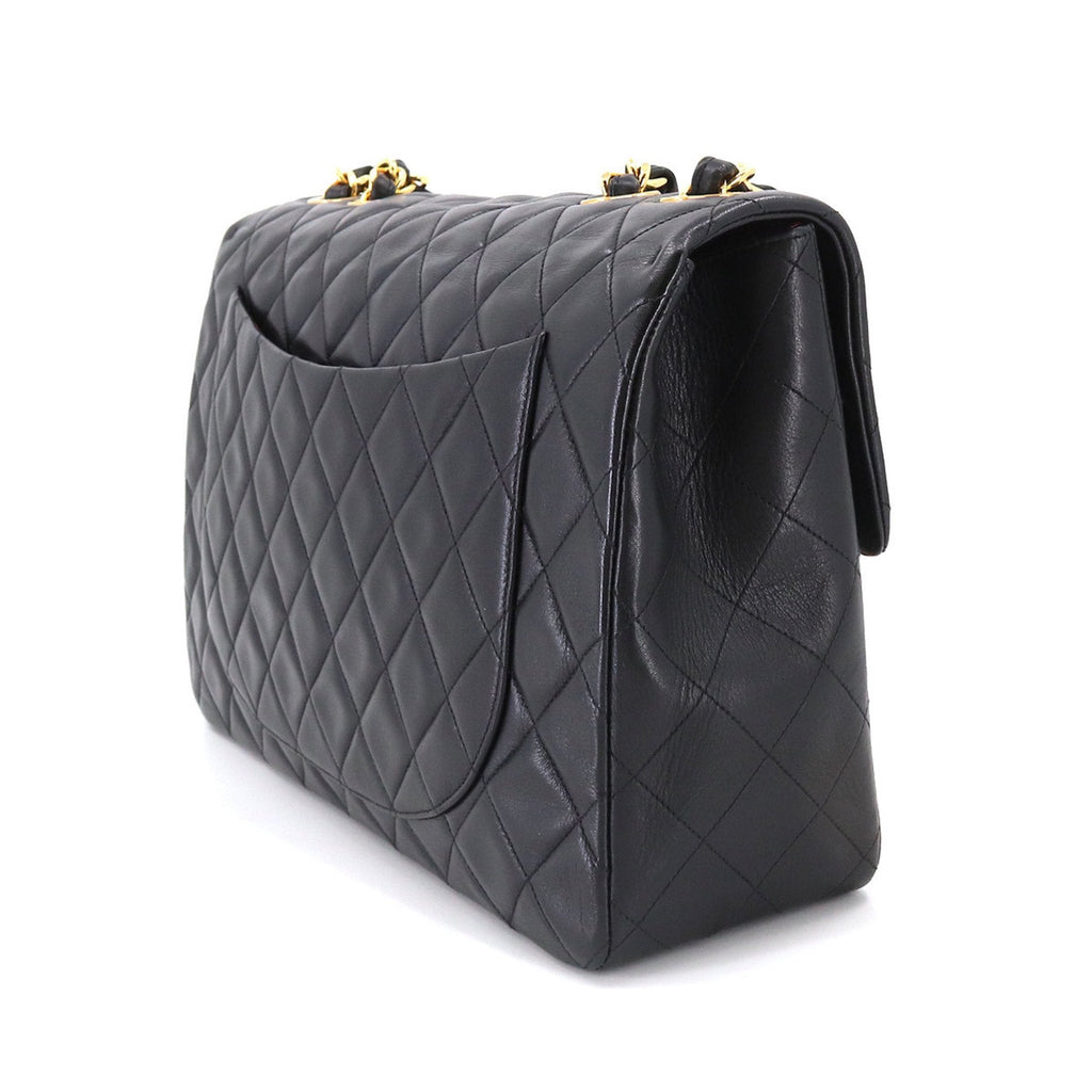 CHANEL Decamato Matelasse 34 Chain Shoulder Bag Leather Black A01094 Vintage Gold Hardware