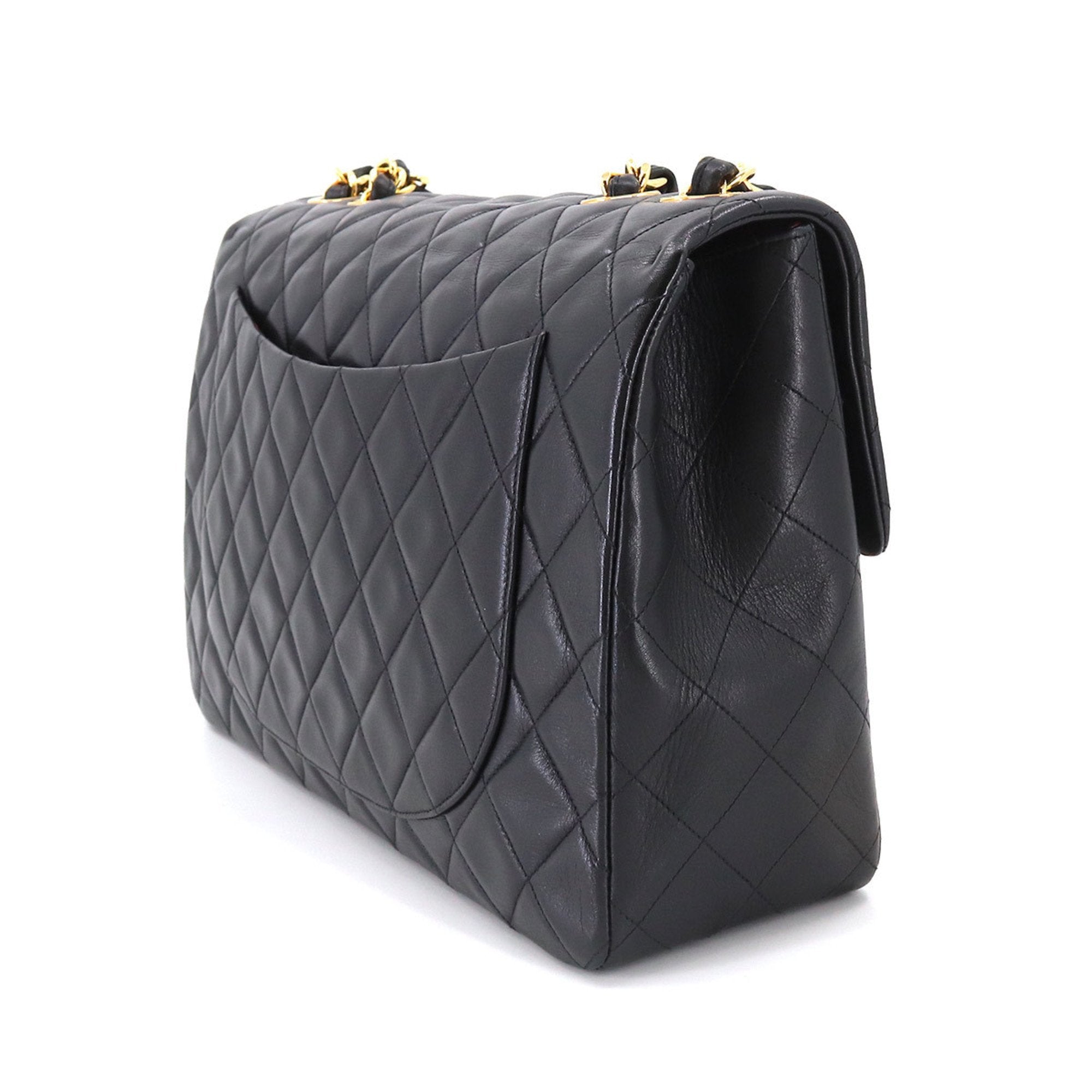CHANEL Decamato Matelasse 34 Chain Shoulder Bag Leather Black A01094 Vintage Gold Hardware