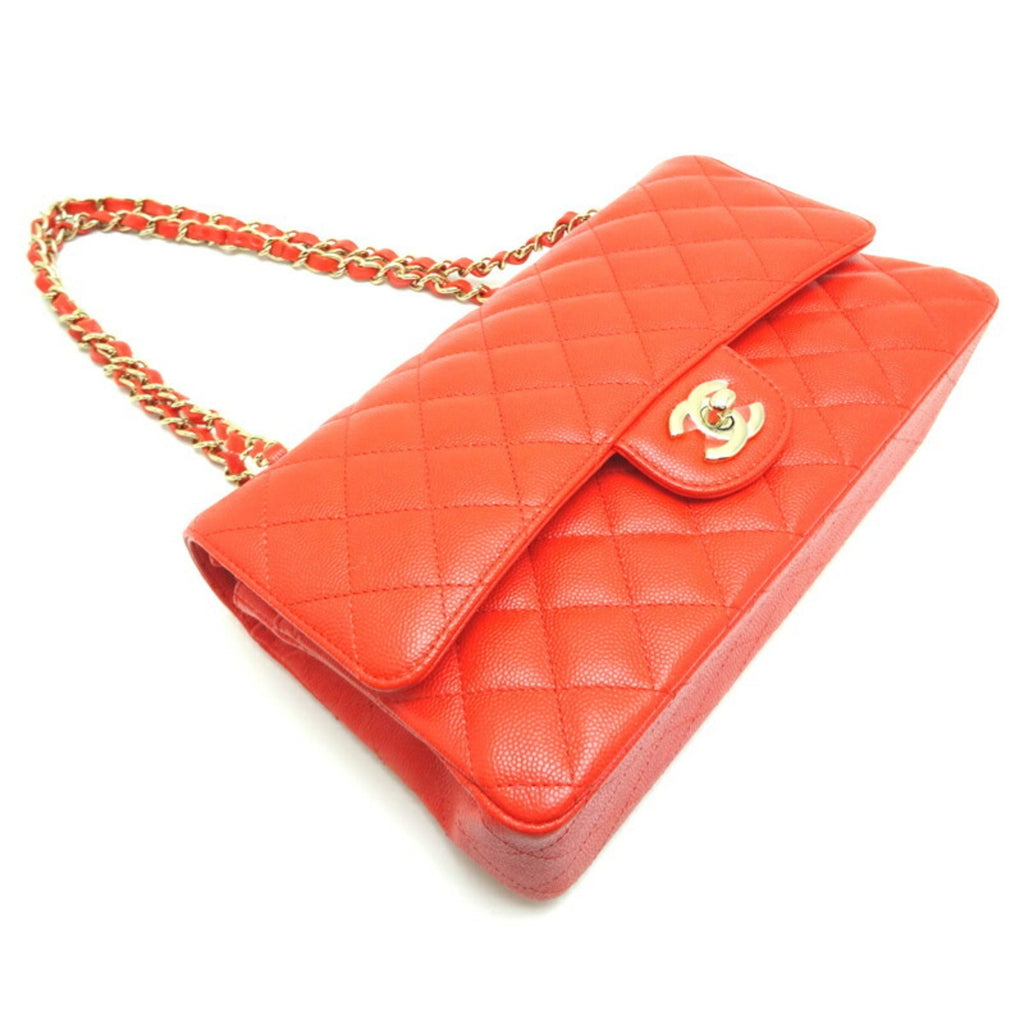 CHANEL Matelasse 25 Chain Shoulder Women's Bag A01112 Caviar Skin Red