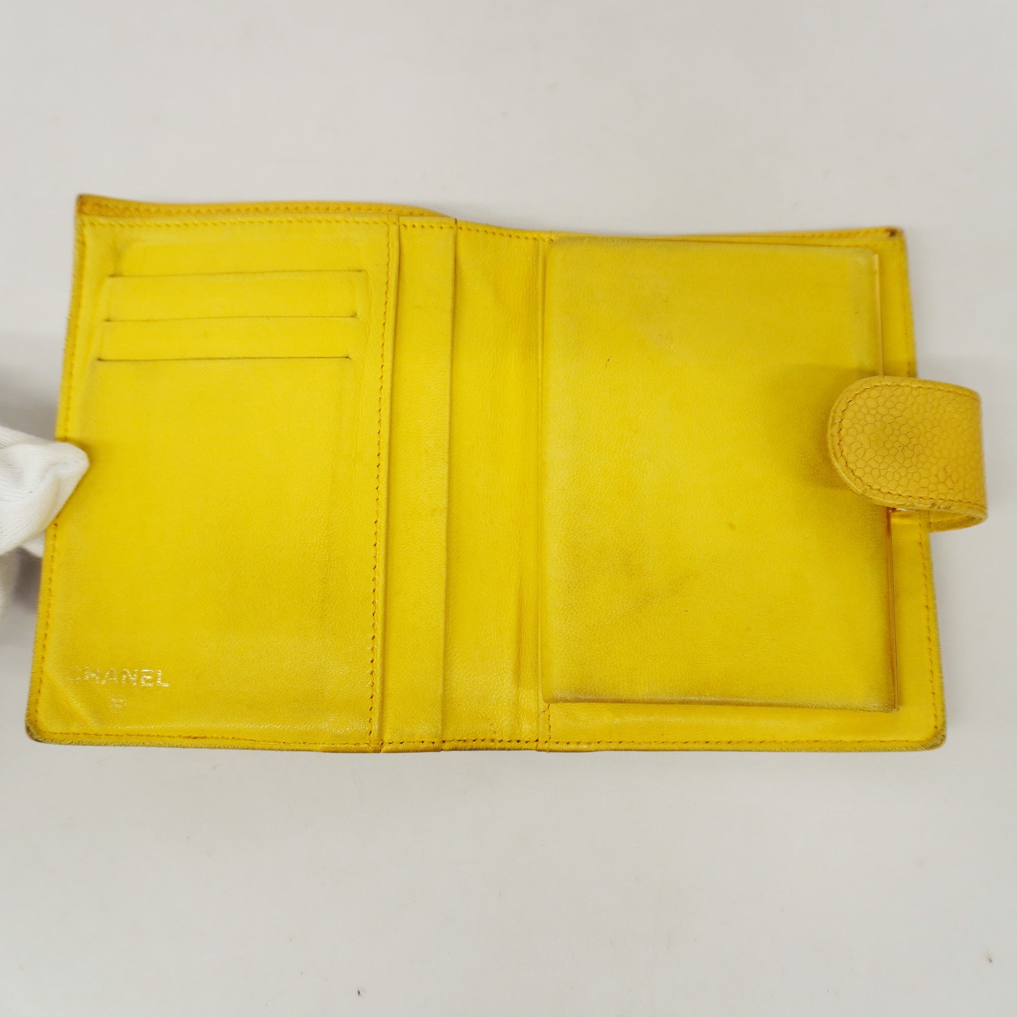 CHANEL  Wallet Gold Hardware Women's Caviar Leather Yellow