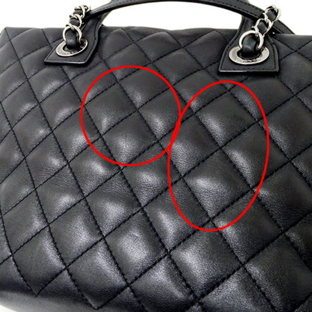 CHANEL bag matelasse lady's tote handbag 2way leather black