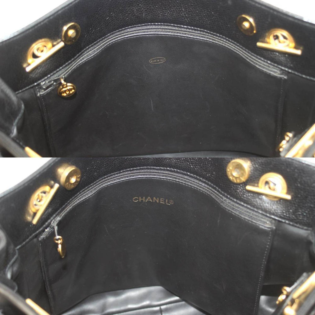 CHANEL Coco Shoulder Bag Caviar Skin Chain Tote Black  Ladies KS