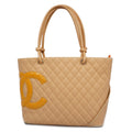 CHANELAuth  Ligne Cambon Tote Bag Lambskin Women's Tote Bag Beige