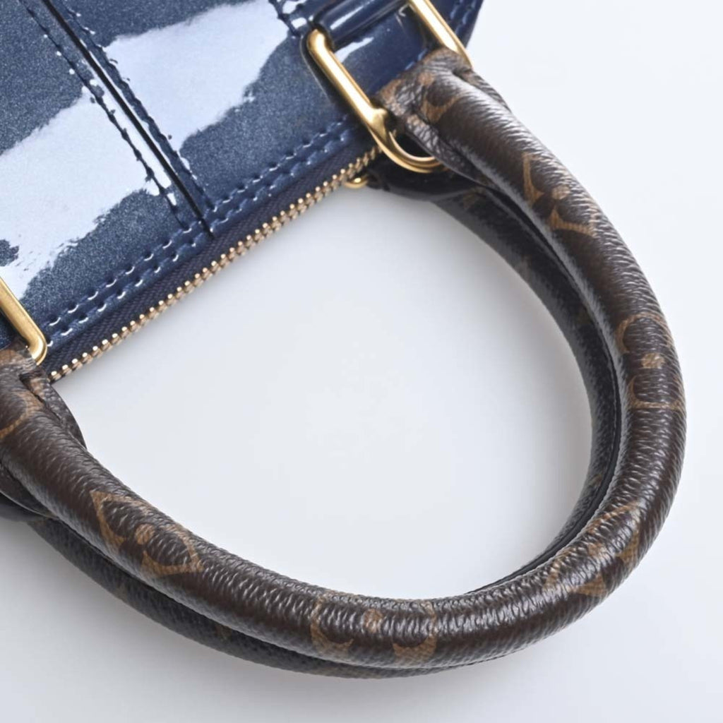 LOUIS VUITTON Vernis Miroir Alma BB 2WAY Handbag M54705 Navy/Brown Ladies