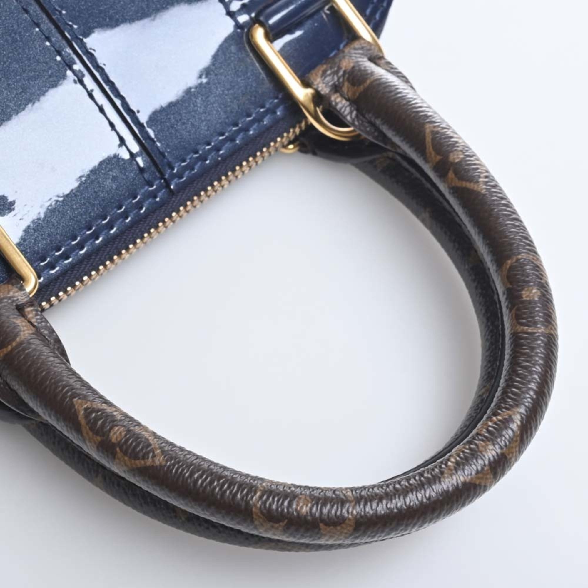 LOUIS VUITTON Vernis Miroir Alma BB 2WAY Handbag M54705 Navy/Brown Ladies