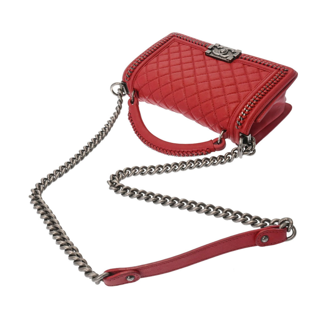 CHANEL Boy  Men,Women Handbag Black,Red Color,White