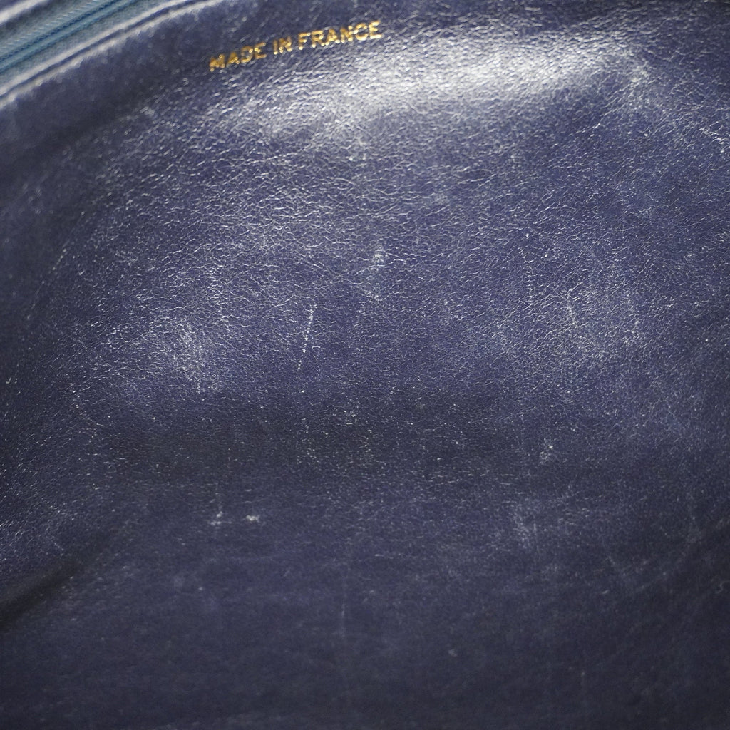 CHANELAuth  Tote Bag Cambon Line Women's Leather Tote Bag Navy