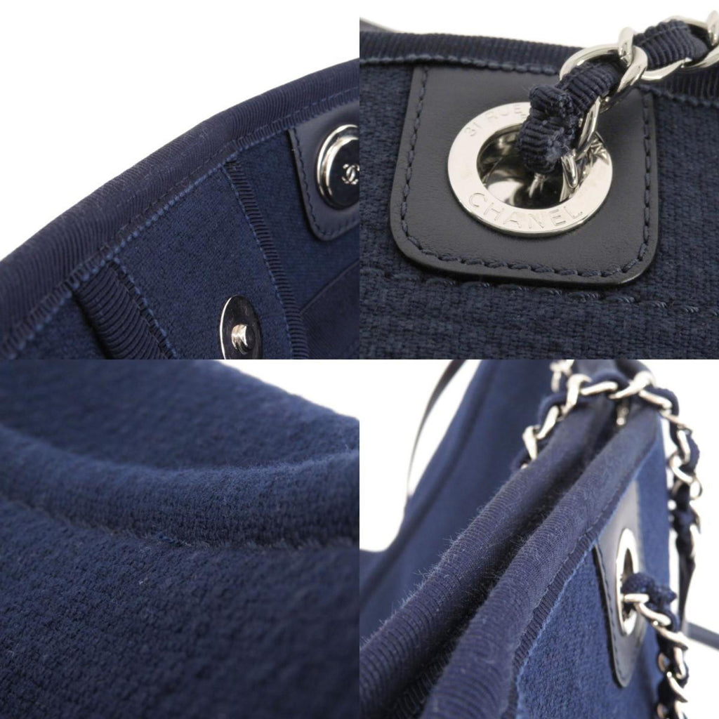 CHANEL Deauville Coco Mark Tote Bag Canvas Ladies