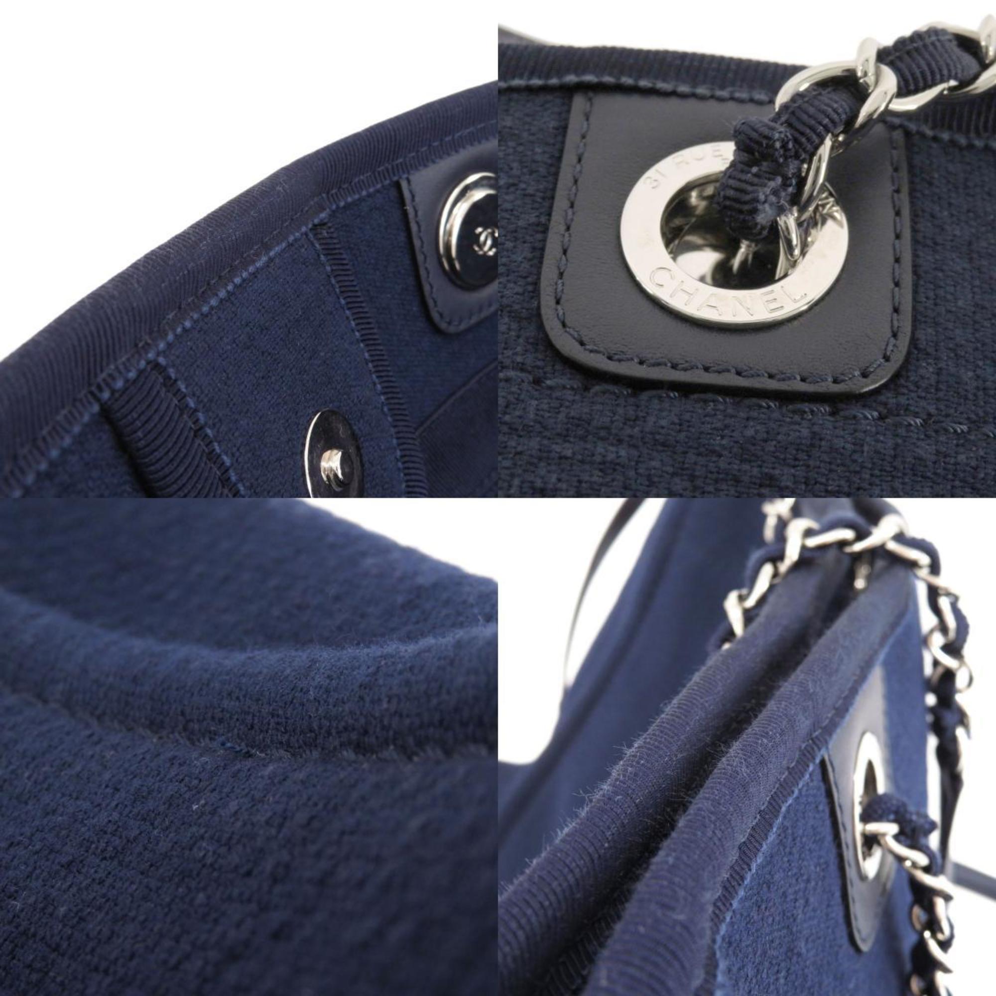 CHANEL Deauville Coco Mark Tote Bag Canvas Ladies
