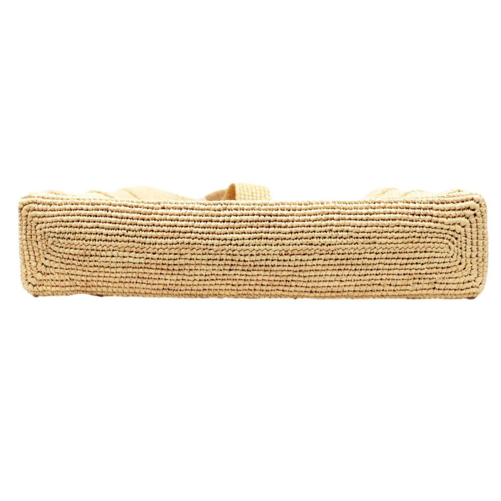 Prada 21SS raffia tote bag ladies beige triangle plate with leather pouch straw 1BG330 PRADA