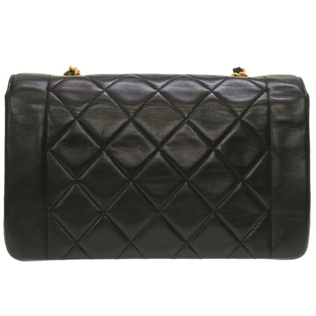 CHANEL Diana 22 Lambskin Black No. 4 Gold Chain Shoulder Bag Matelasse Coco Mark Turnlock