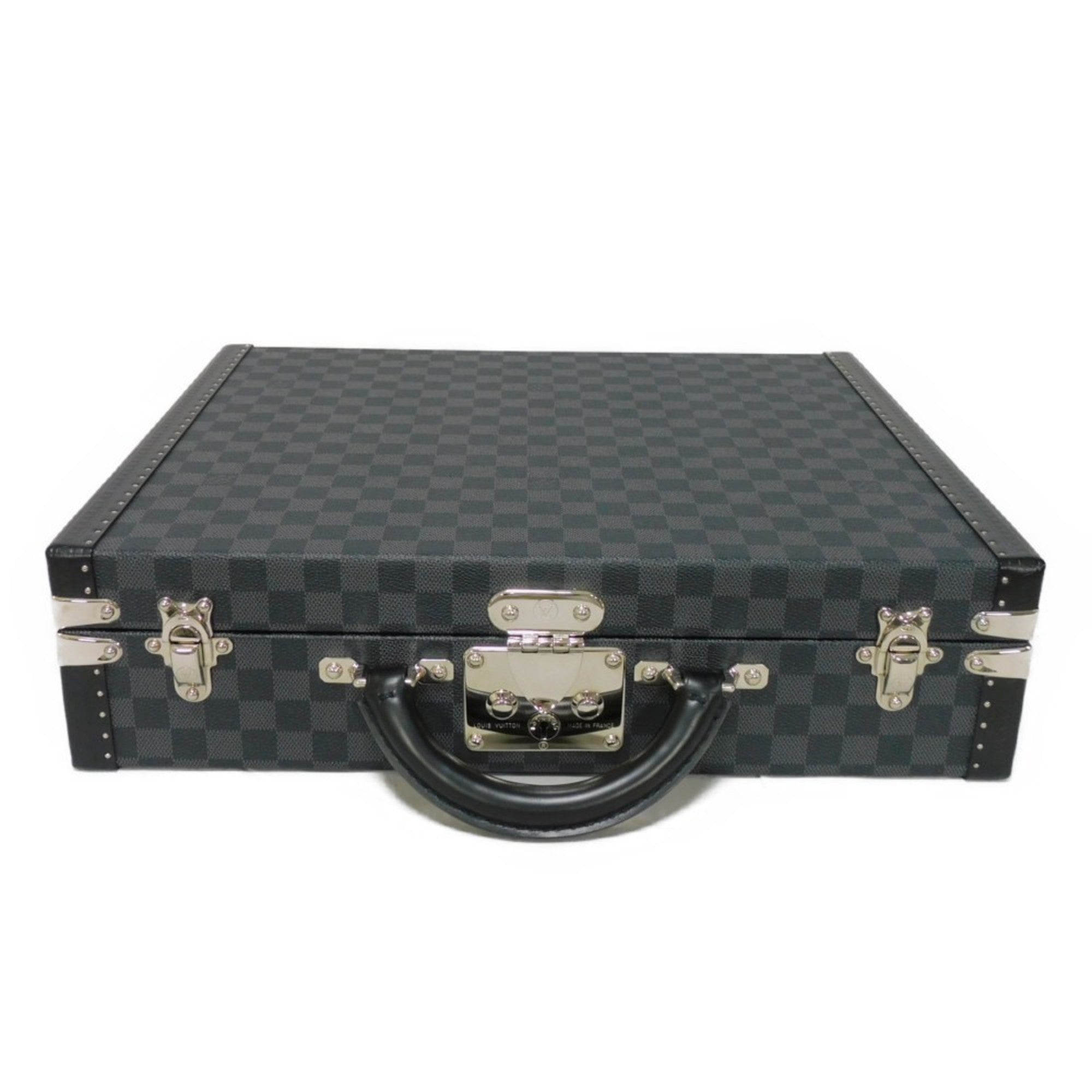 LOUIS VUITTON Trunk President Logo Black Attache Case Damier Graphite Noir N48190 Men's Bag