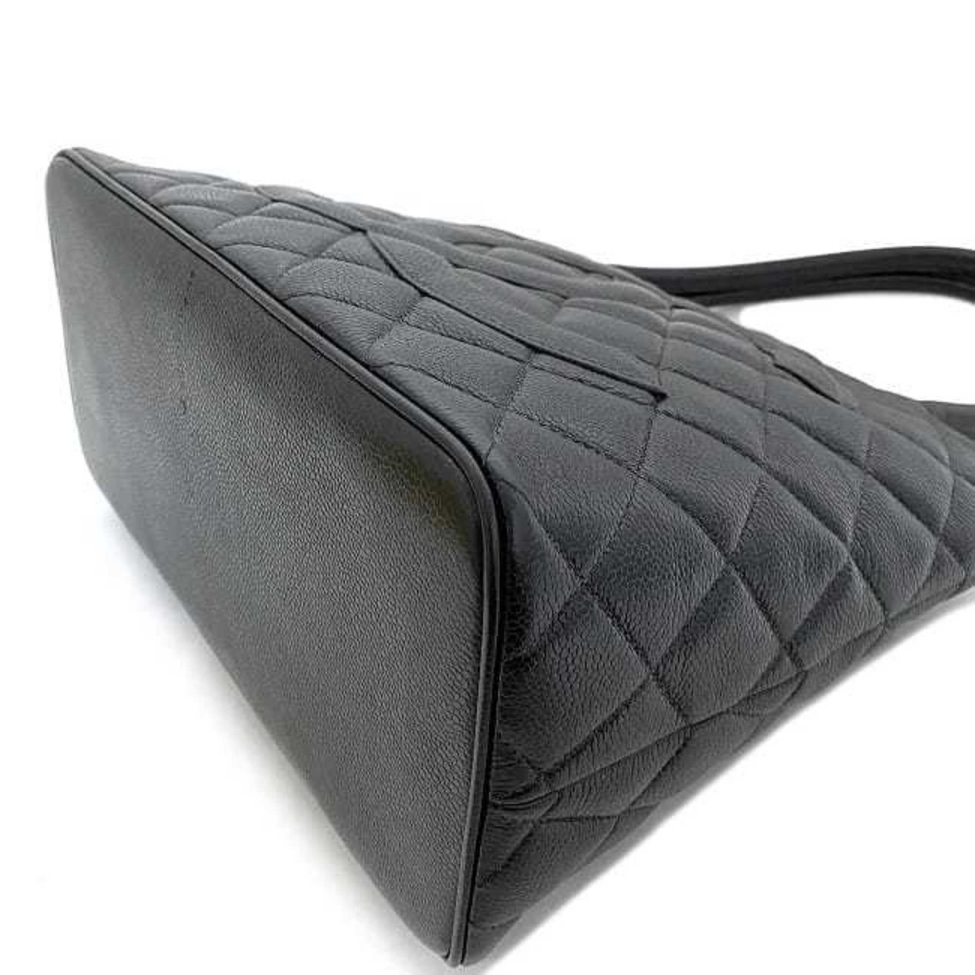 CHANEL reprint tote black gold A01804 bag leather caviar skin No. 5  coco mark quilting stitch