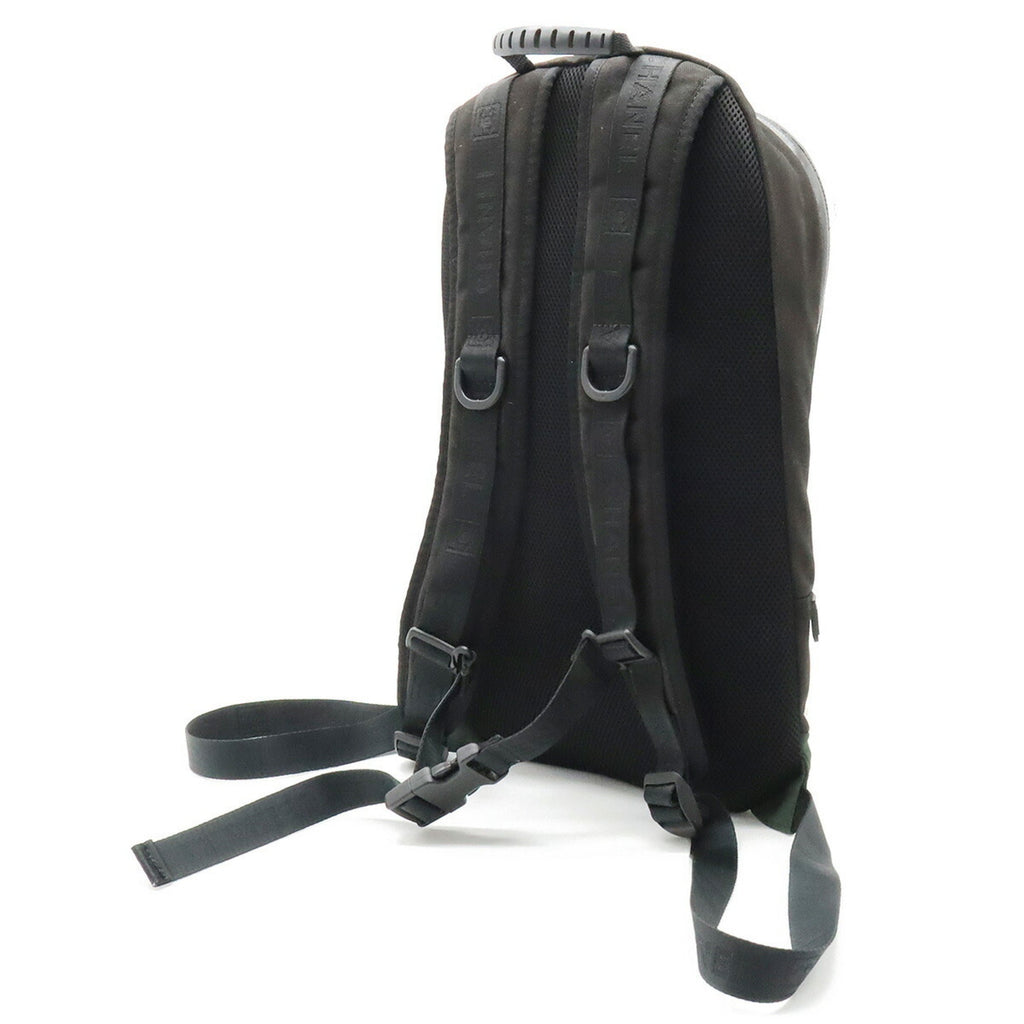 CHANEL Sports Line Coco Mark Backpack Rucksack Nylon Canvas Green Black