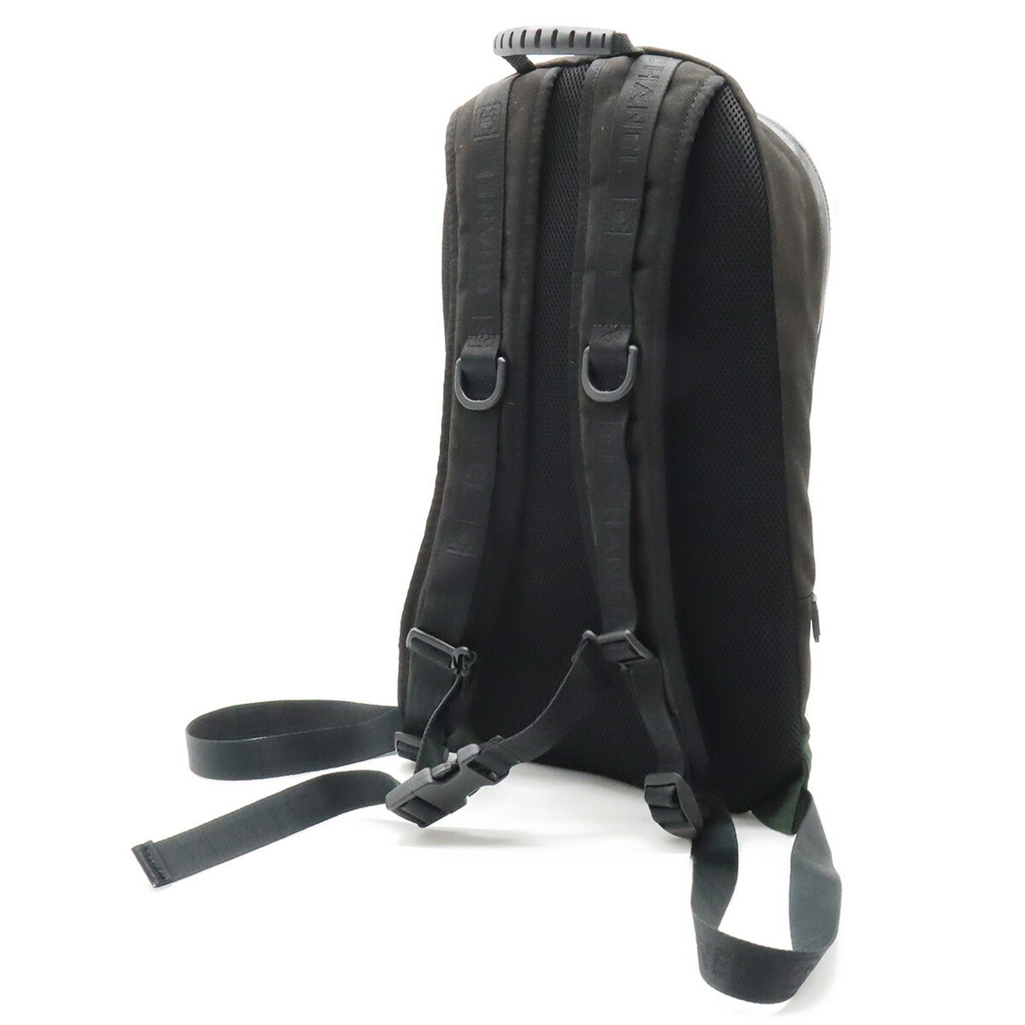 CHANEL Sports Line Coco Mark Backpack Rucksack Nylon Canvas Green Black