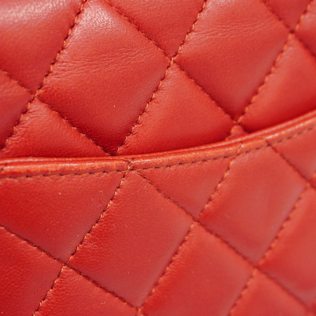 CHANELAuth  Matelasse W Flap W Chain Shoulder Bag Lambskin Women's Leather Red