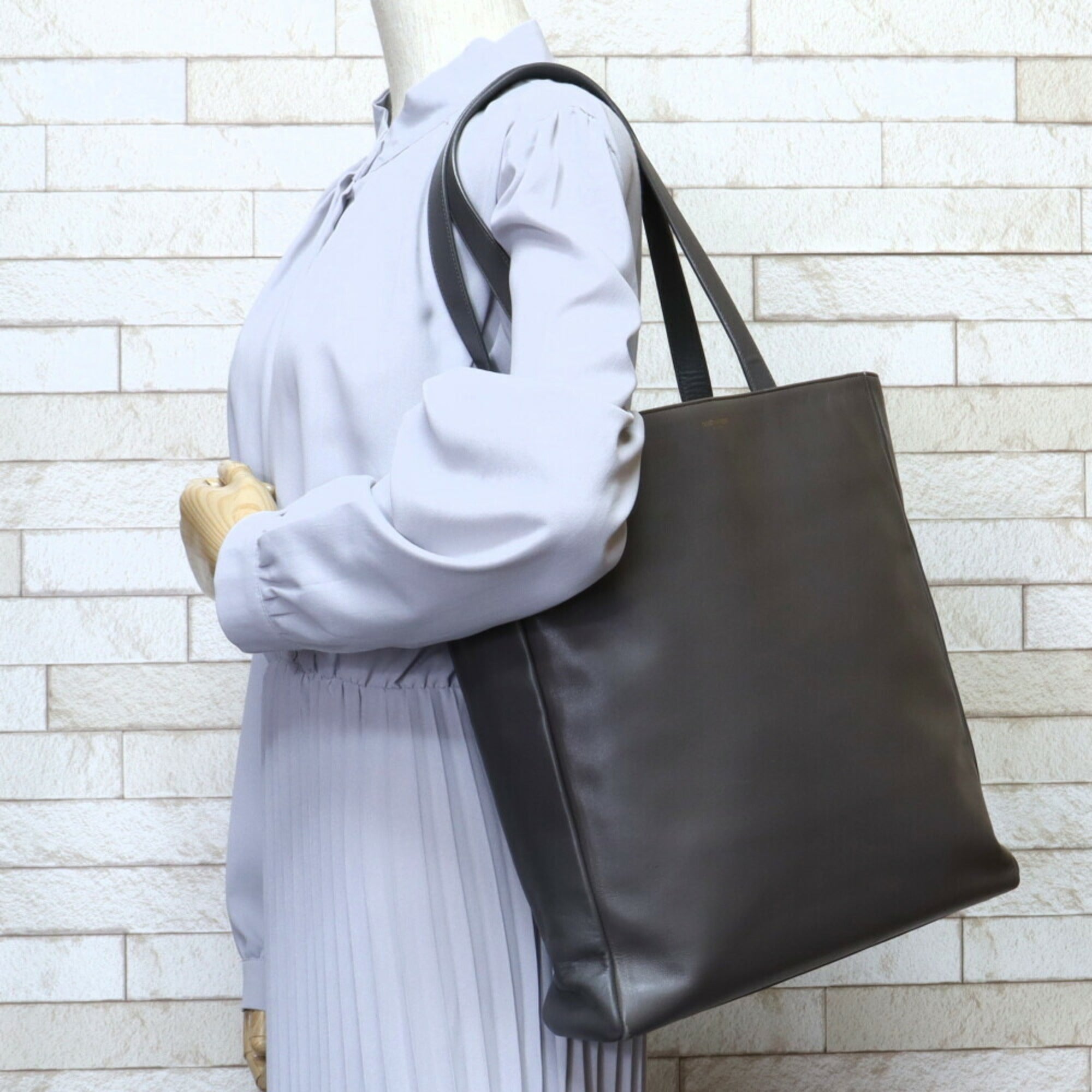 YVES SAINT LAURENT Saint Laurent Paris SAINT LAURENT PARIS tote bag leather gray unisex