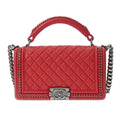 CHANEL Boy  Men,Women Handbag Black,Red Color,White