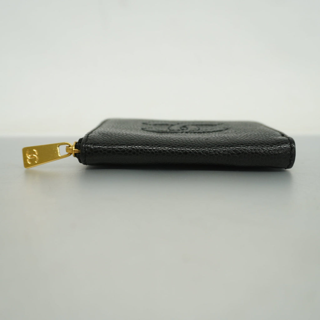 CHANELAuth  Women's Caviar Leather Gold Hardware Coin Purse/coin Case Black