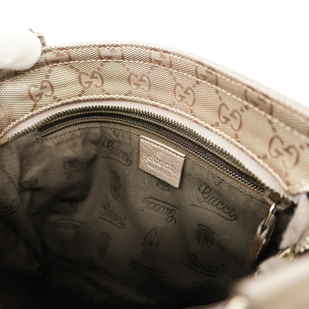 GUCCI  GG Imprime 201538 Women's Leather Shoulder Bag Gray