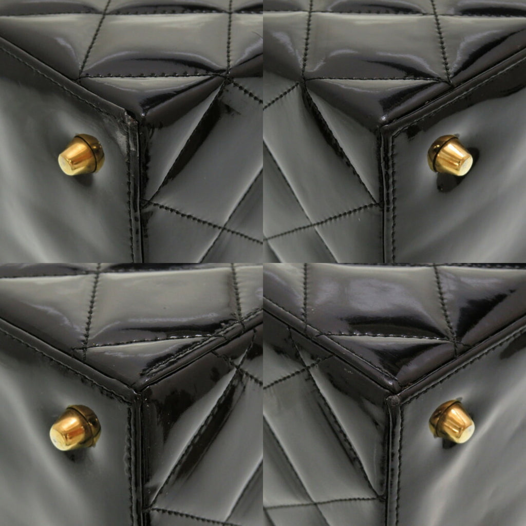 CHANEL Matelasse Enamel Black Cocomark Turnlock Vanity Bag