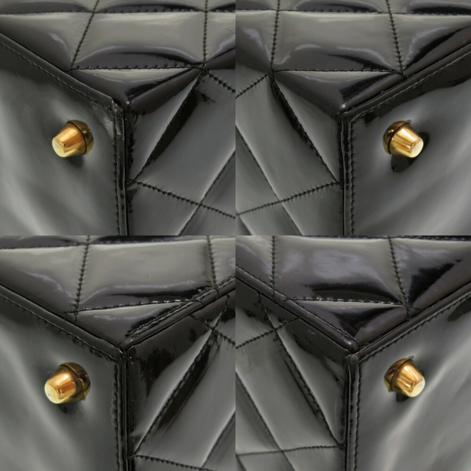 CHANEL Matelasse Enamel Black Cocomark Turnlock Vanity Bag