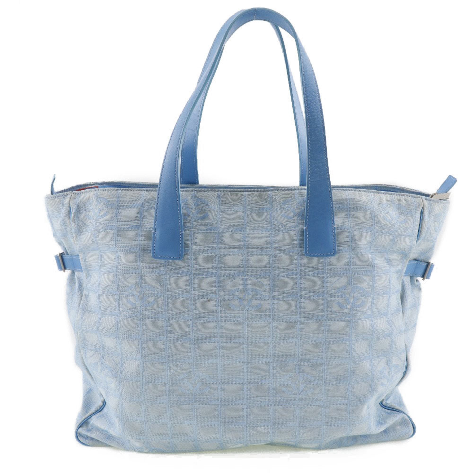 CHANEL Tote TGM Bag New Travel Line A15826 Nylon Canvas Light Blue Ladies