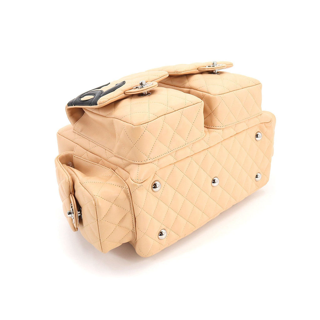 CHANEL cambon line multi-pocket shoulder bag leather beige black A25173 vintage Cambon Line Bag