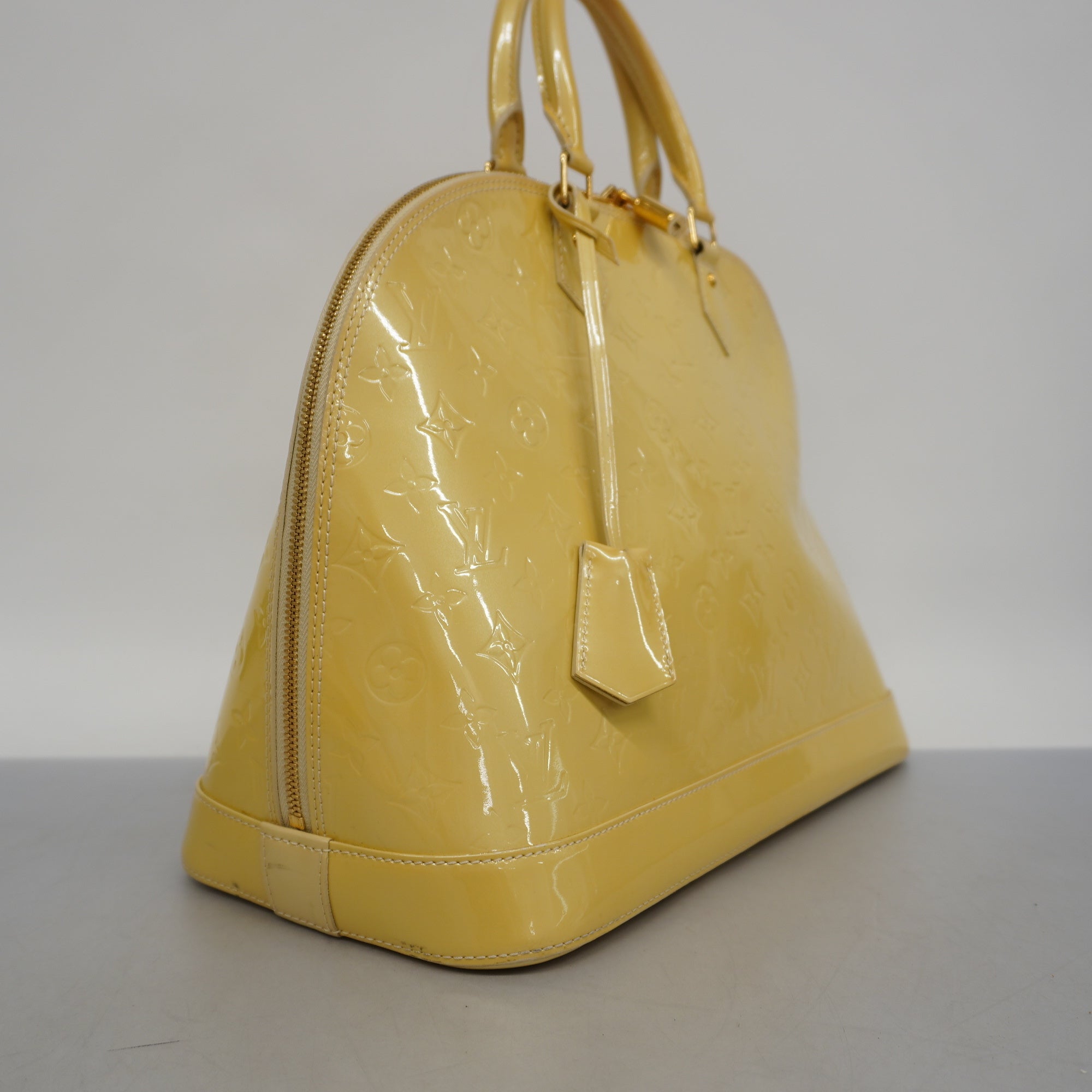 LOUIS VUITTONAuth  Monogram Vernis Alma GM M91450 Women's Handbag Blanc Corail