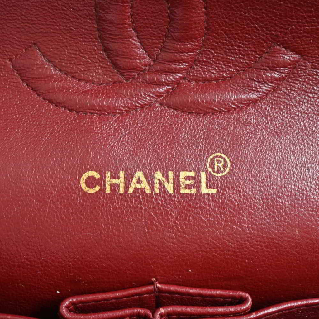 Chanel lambskin V stitch here mark W flap chain shoulder bag black