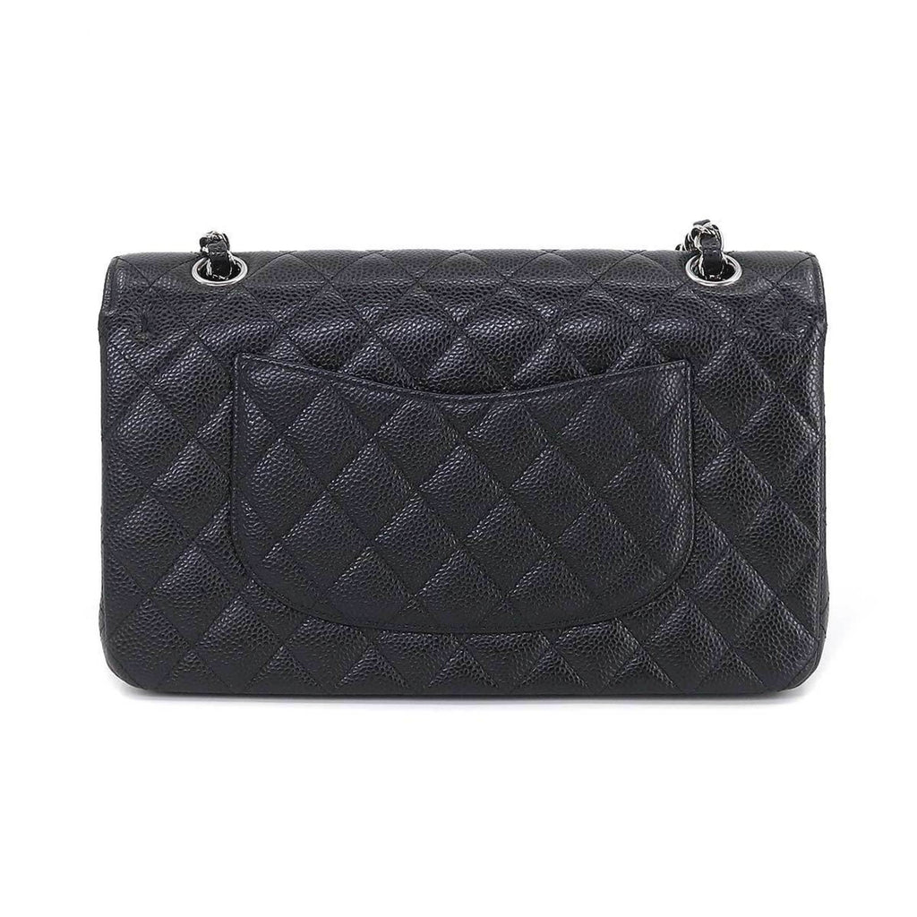 CHANEL Matelasse 25 Chain Shoulder Bag Caviar Skin Leather Black A01112 Silver Hardware
