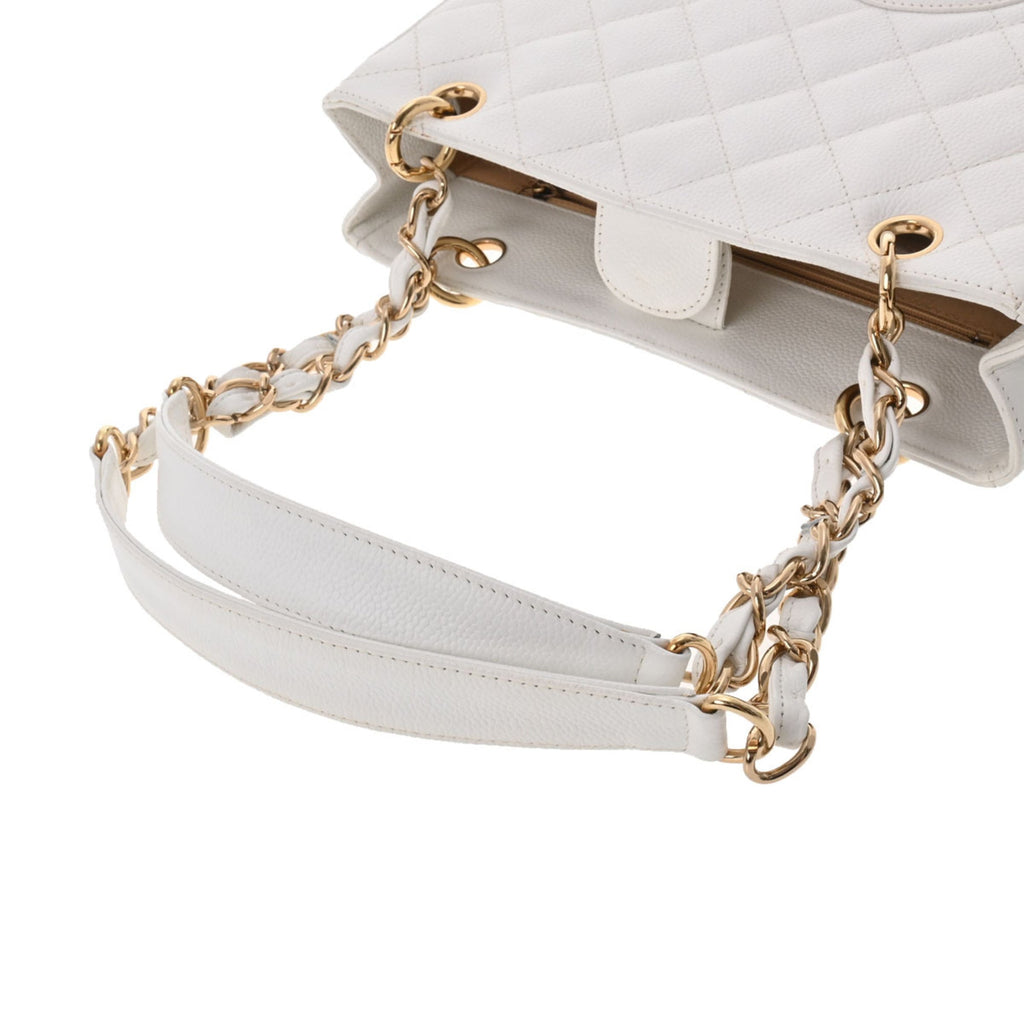 CHANEL PST White Women's Caviar Skin Tote Bag