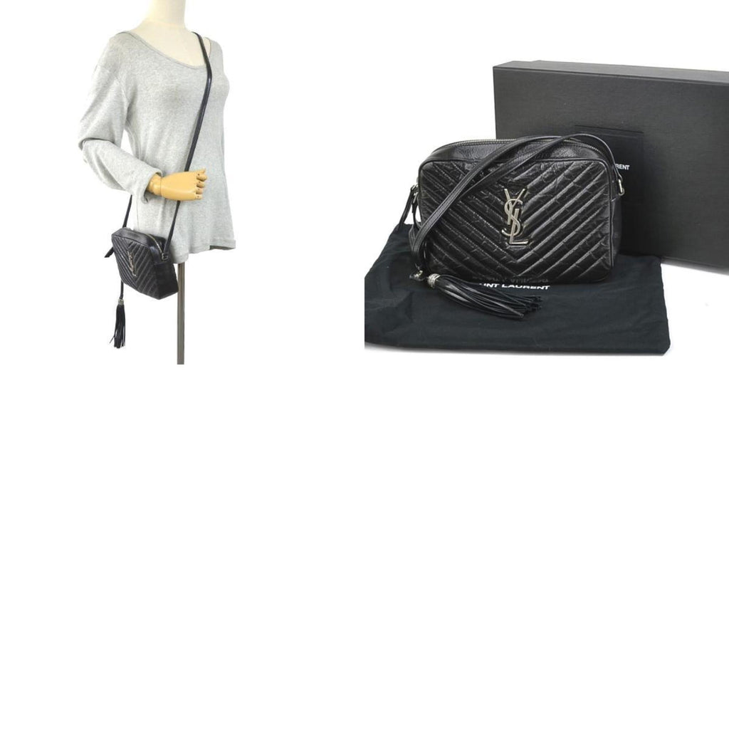SAINT LAURENT Crossbody Shoulder Bag Leather Black Women's 468537