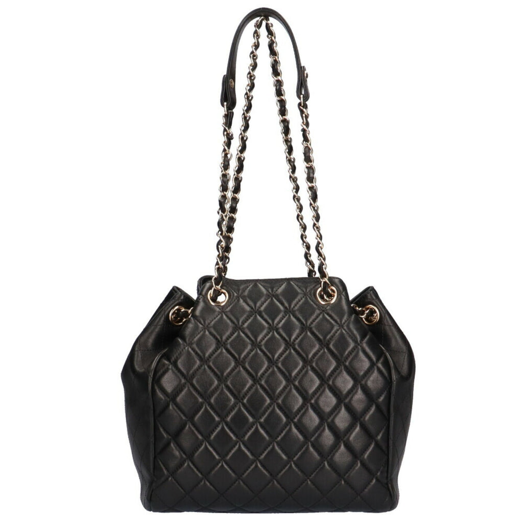 CHANEL chain matelasse shoulder bag lambskin black ladies