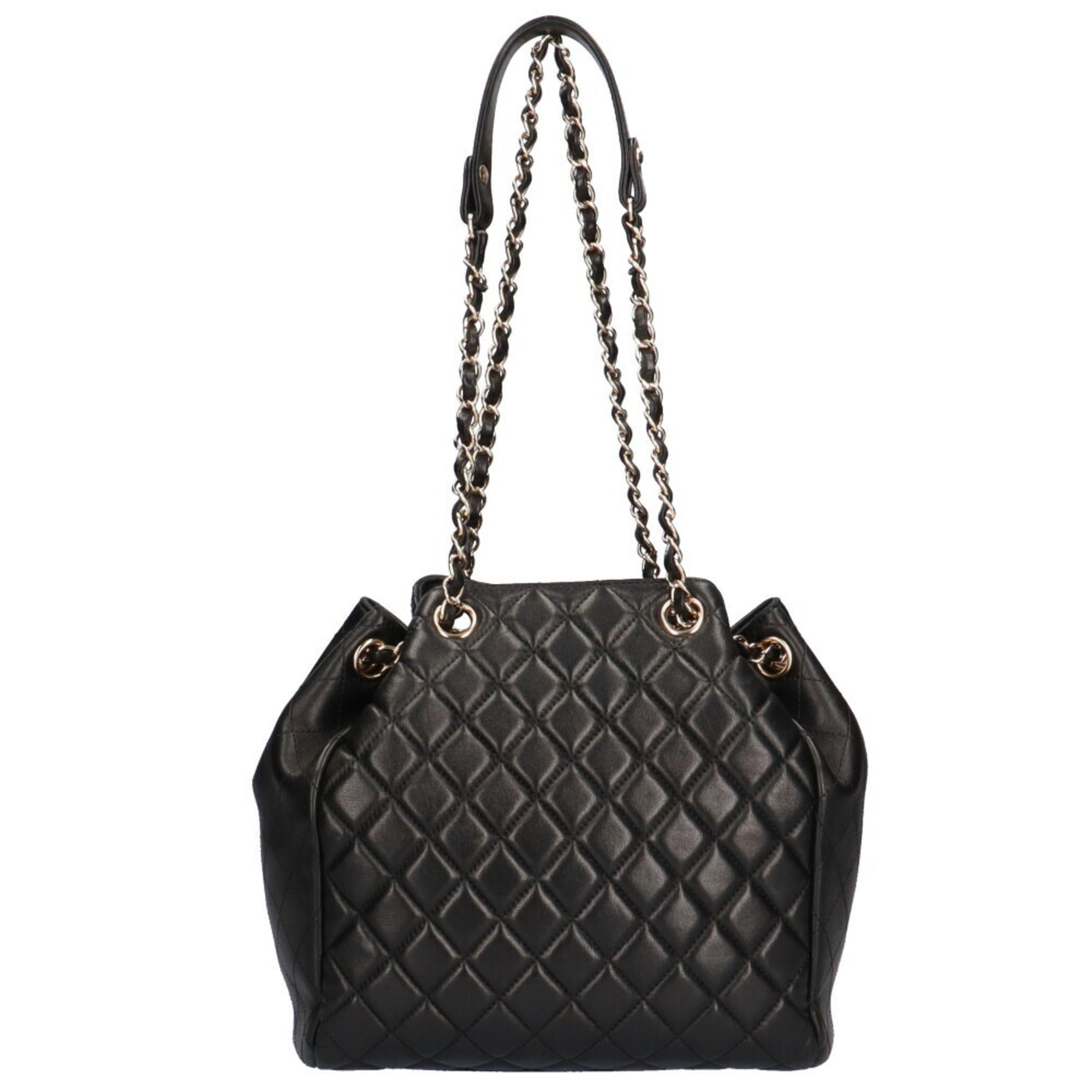 CHANEL chain matelasse shoulder bag lambskin black ladies