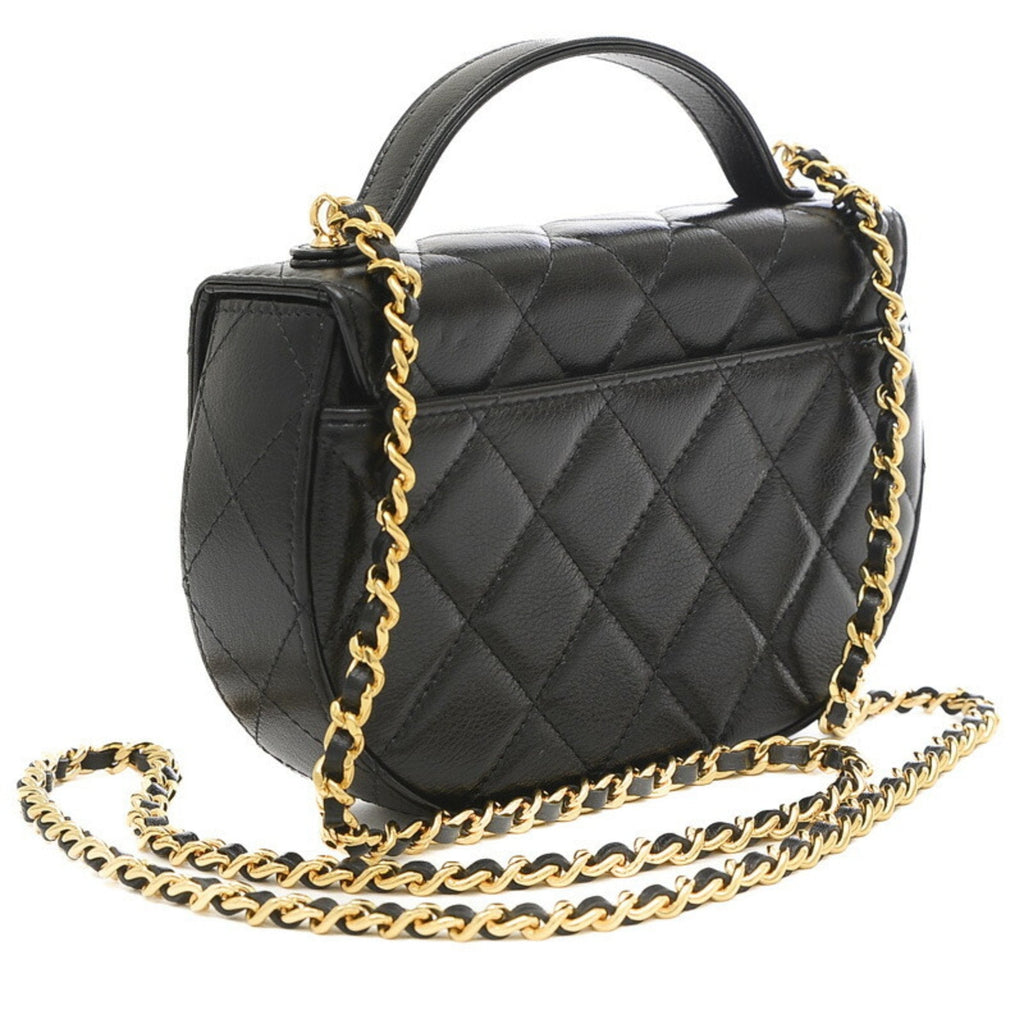 CHANEL Matelasse Chain Shoulder Smartphone Case 2Way Bag Leather Black AP3367
