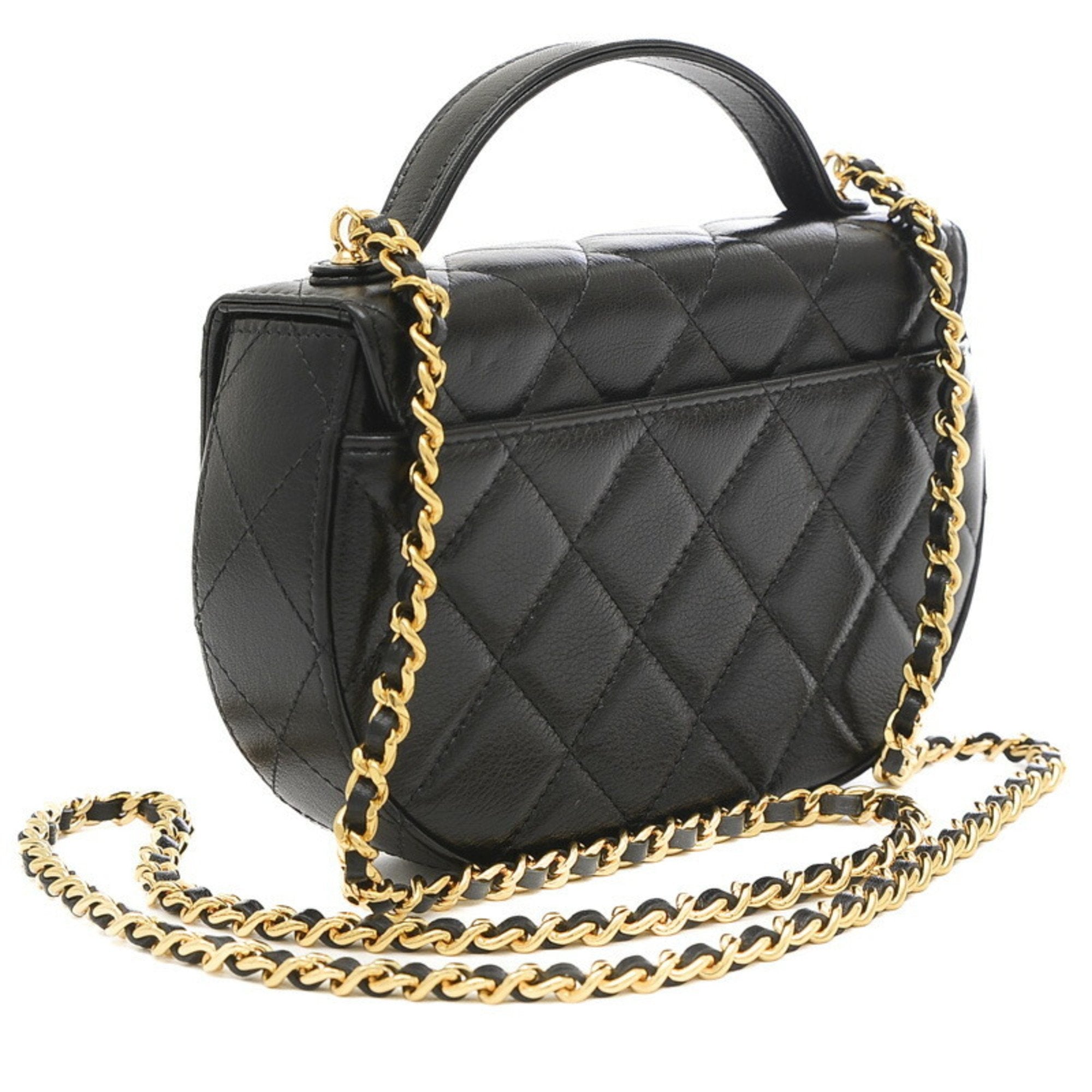 CHANEL Matelasse Chain Shoulder Smartphone Case 2Way Bag Leather Black AP3367