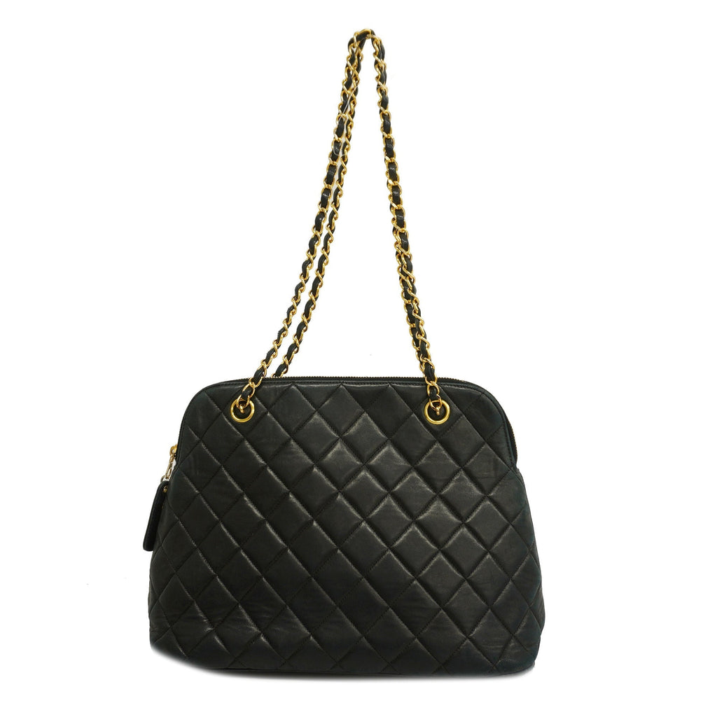 CHANEL  Matelasse Chain Shoulder Lambskin Women's Leather Shoulder Bag Black
