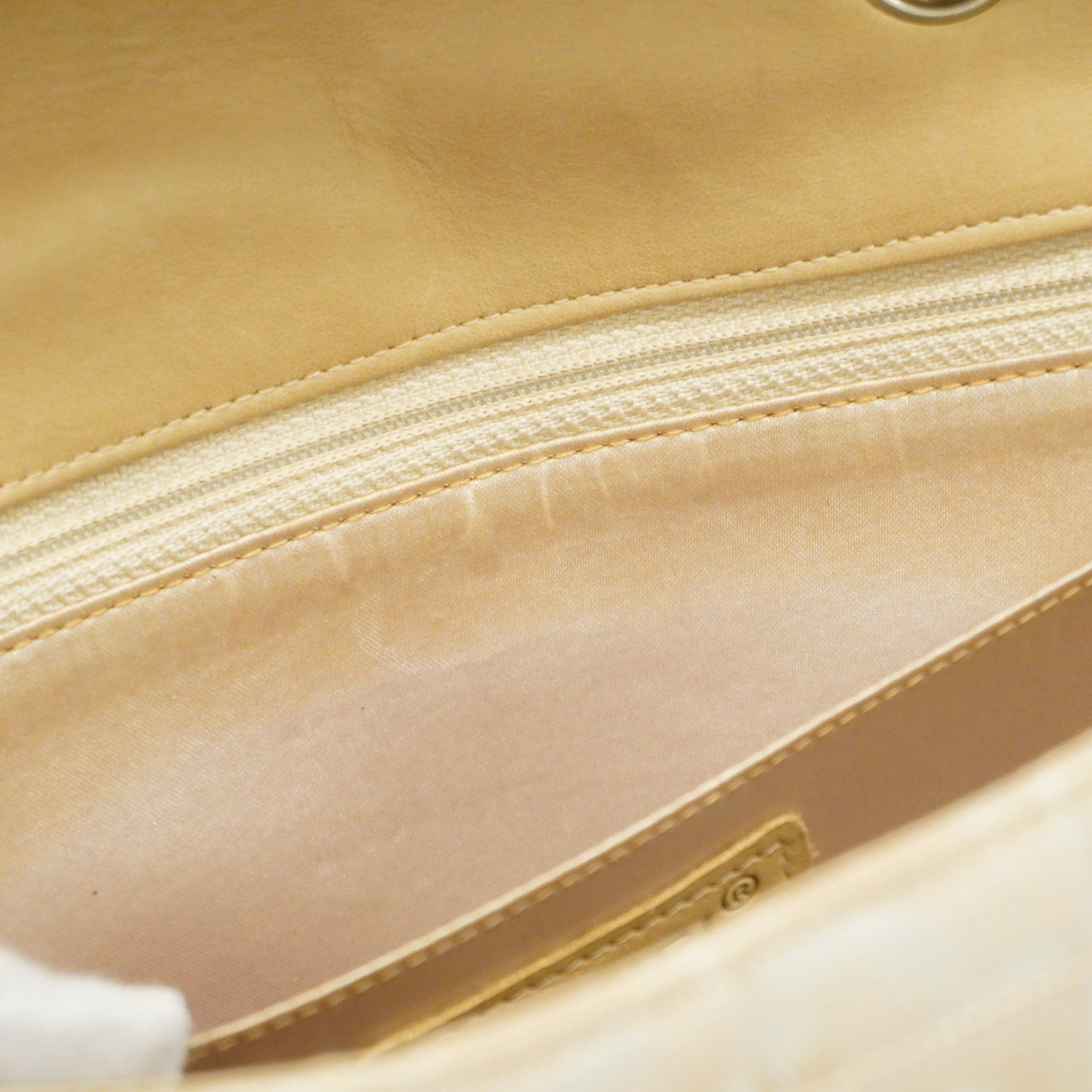 CHANELAuth  Chocolate Bar New Travel W Chain Nylon Canvas Shoulder Bag Beige