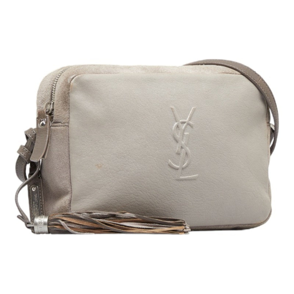 SAINT LAURENT Lou tassel shoulder bag camera 470299 gray leather ladies