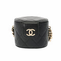 CHANEL Matelasse Vanity Chain Shoulder Black Women's Lambskin Bag