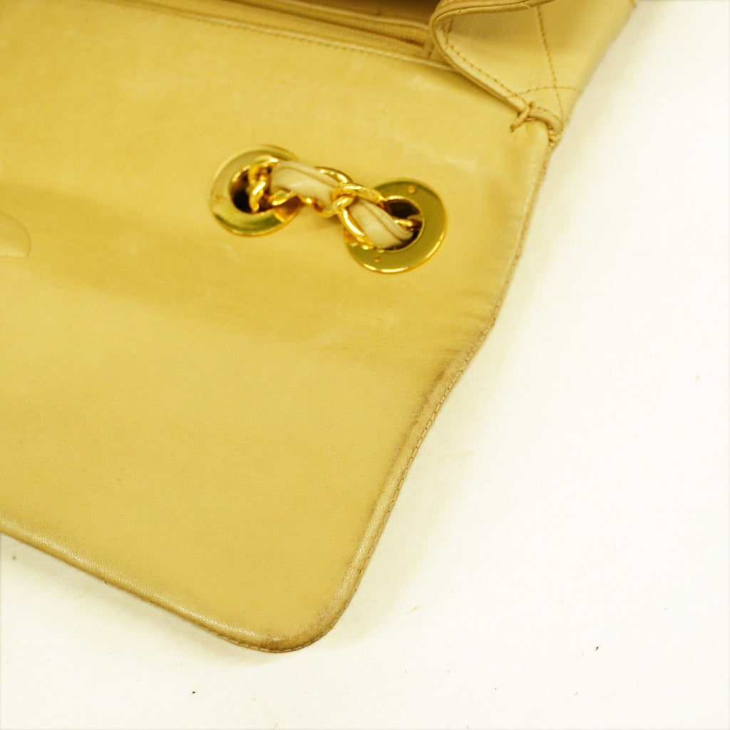 Chanel Matelasse Big Matelasse W Chain Women's Leather Shoulder Bag Beige