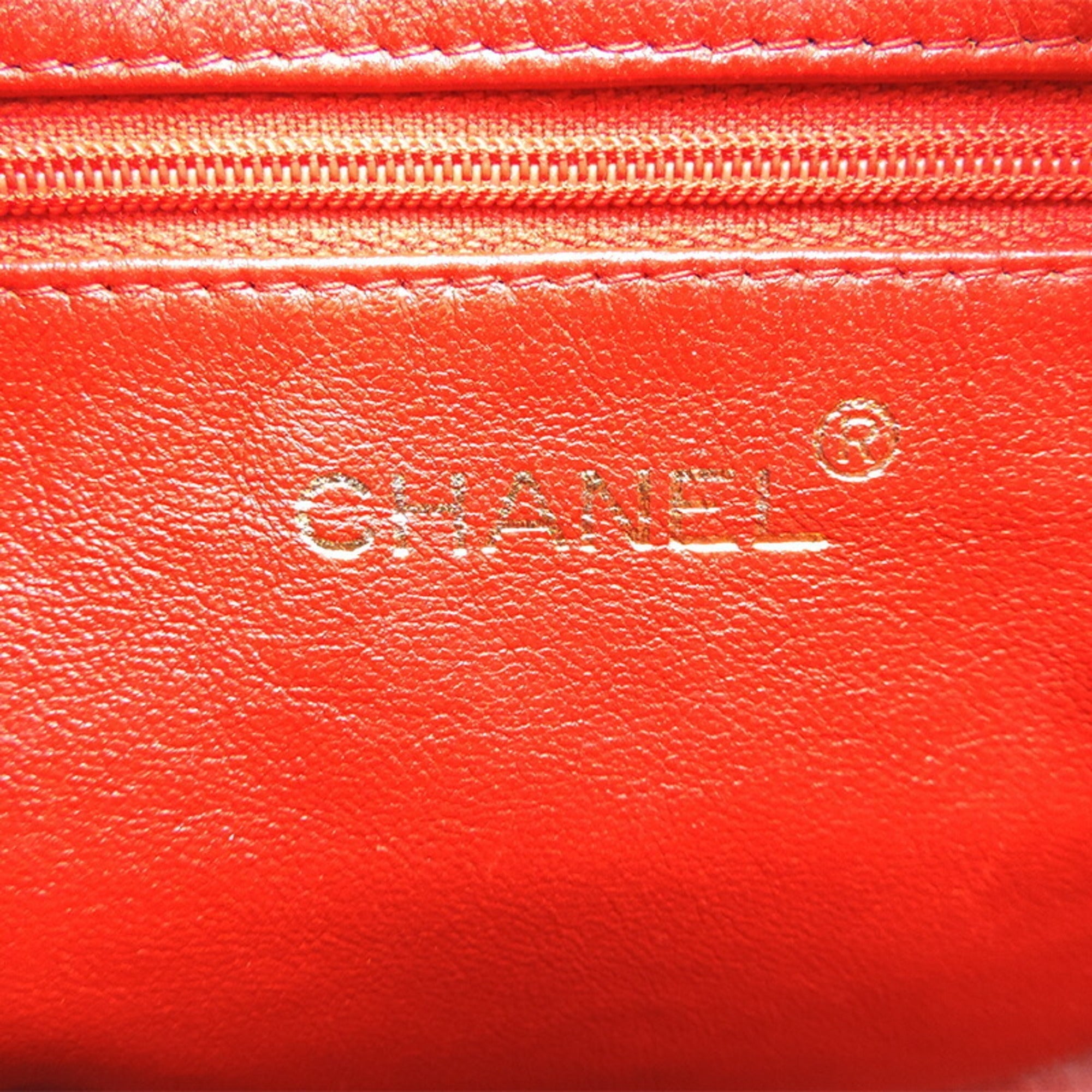 CHANEL shoulder ladies bag lambskin red ×