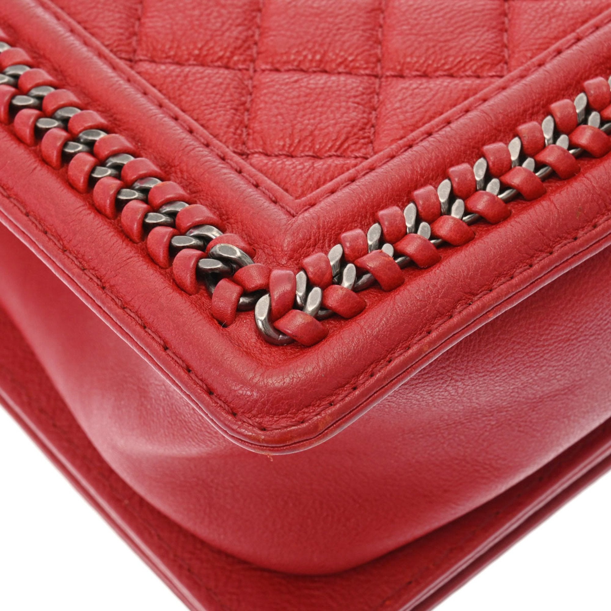 CHANEL Boy  Men,Women Handbag Black,Red Color,White
