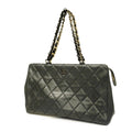 CHANEL  Matelasse Chain Shoulder Women's Leather Tote Bag Black