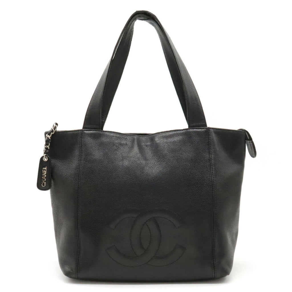 CHANEL here mark tote bag shoulder caviar skin black